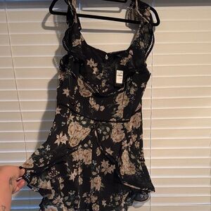 Floral Black Sleeveless playsuit